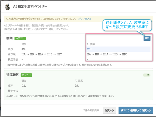 AI 検定手法アドバイザーのスクリーンショット